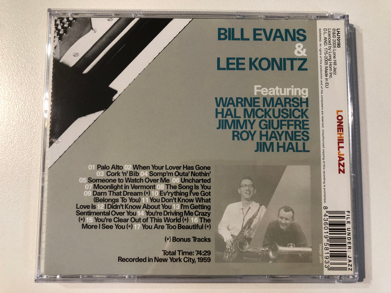 Bill Evans & Lee Konitz – Play the Arrangements of Jimmy Giuffre (CD) (8436019581933)