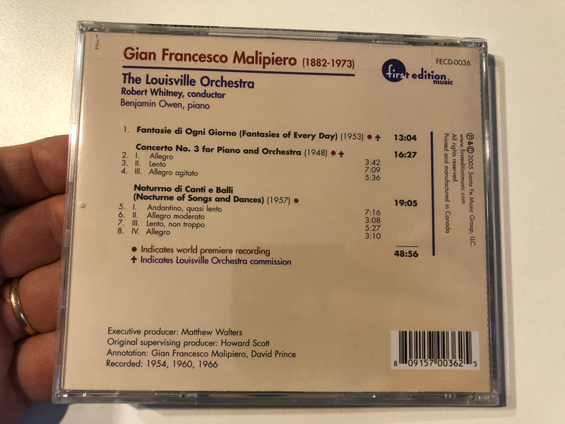 Gian Francesco Malipiero: Orchestral Works – Visionary Commissions Performed by the Louisville Orchestra (CD) (809157003625)