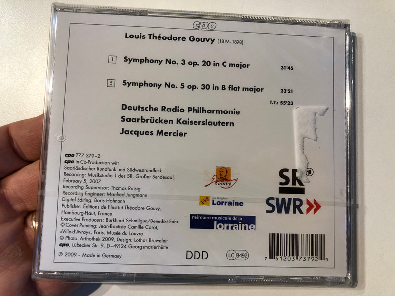 Théodore Gouvy: Symphonies Nos. 3 & 5 – Classical CD by Deutsche Radio Philharmonie and Jacques Mercier (761203737925)