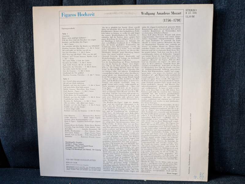 WOLFGANG AMADEUS MOZART – FIGAROS HOCHZEIT (Offener Querschnitt – Eterna SM) (STEREO 8 25 506)
