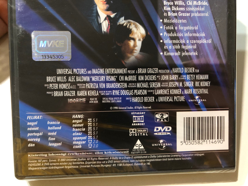Mercury Rising (A kód neve: Merkúr) | Action Thriller DVD (5050582114690)