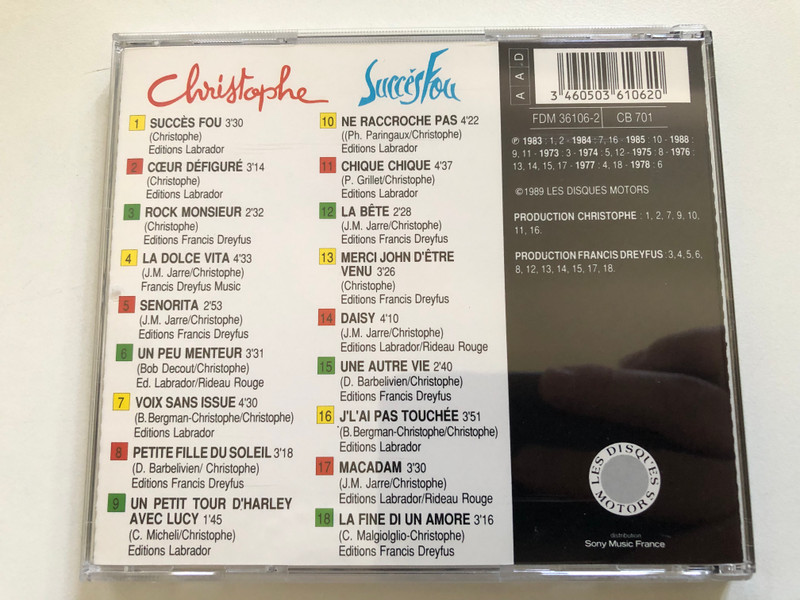 Succès Fou | Christophe Best Of Collection CD (3460503610620)
