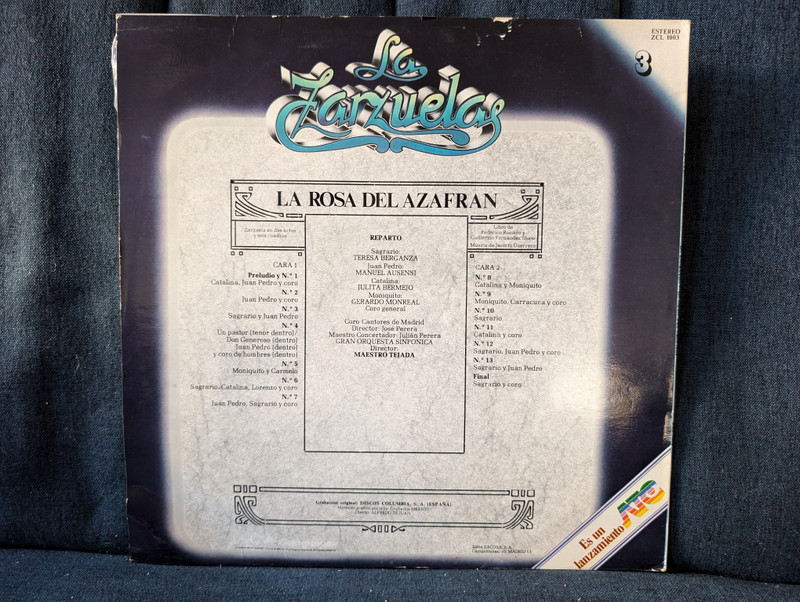 La Rosa del Azafrán – Jacinto Guerrero (ESTEREO ZCL 1003)
