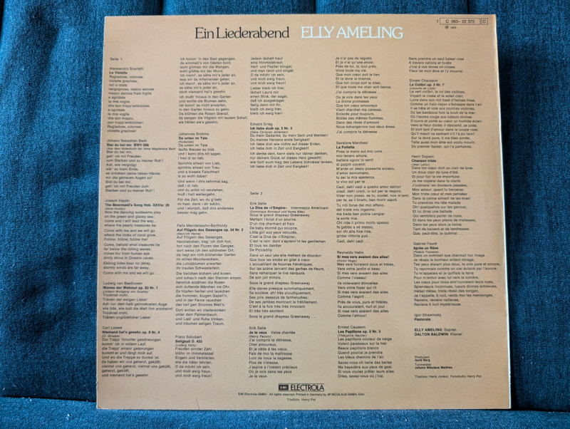 Ein Liederabend – Elly Ameling & Dalton Baldwin (1 C 063-02 375)