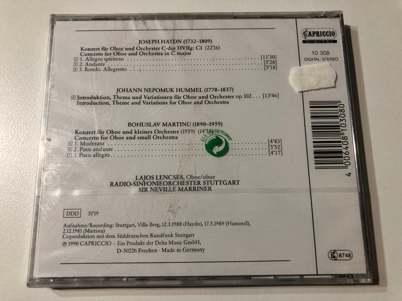 Haydn, Hummel & Martinů – Oboe Concertos (CD Album) (4006408103080)