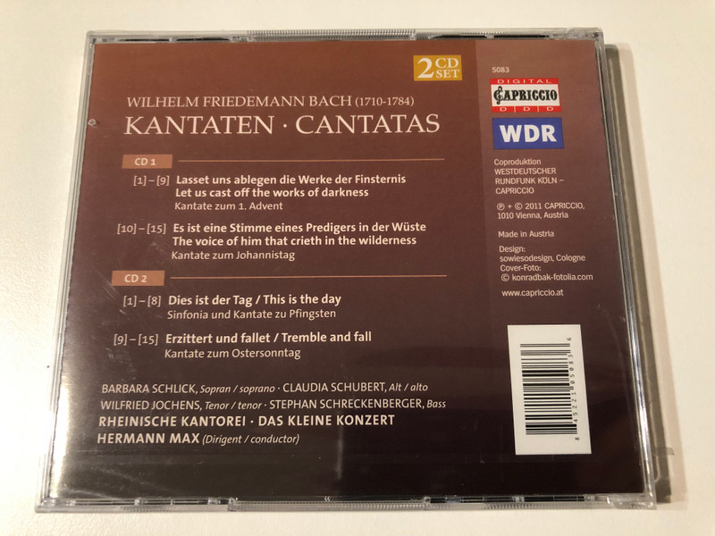 Wilhelm Friedemann Bach – Cantatas (2 CD Set) (845221050836)