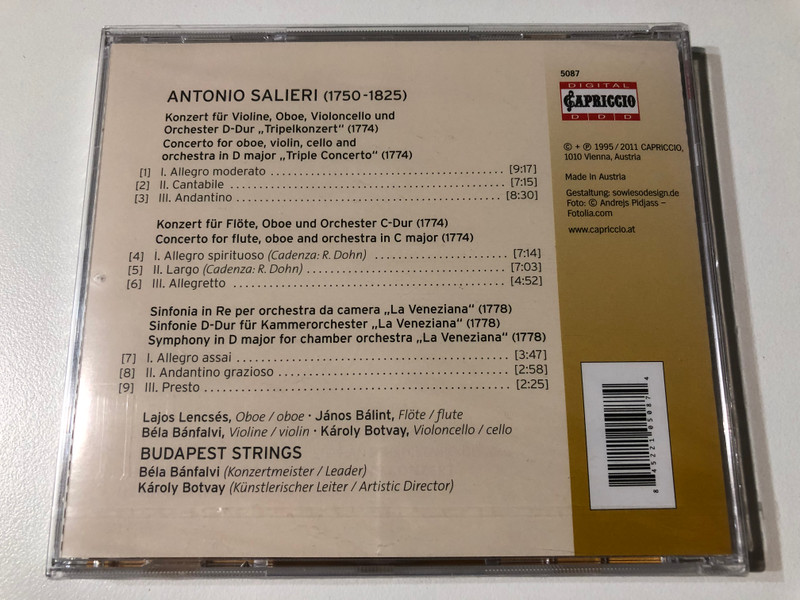 Salieri: La Veneziana & Concertos – Lencsés, Bálint, Budapest Strings (CD) (845221050874)