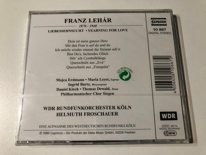 Franz Lehár – Liebessehnsucht & Operetta Highlights (CD) (4006408108672)