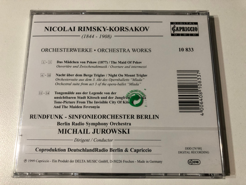 Nicolai Rimsky‑Korsakov: Orchestra Works – Das Mädchen von Pskow | Nacht über dem Berge Triglav | Die unsichtbare Stadt Kitesch (CD) (4006408108337)