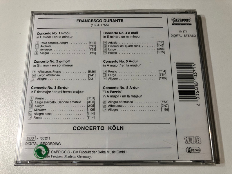 Francesco Durante Concerti (CD, Album) (4006408103714)
