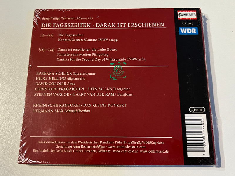 Georg Philipp Telemann: Die Tageszeiten & Daran ist erschienen die Liebe Gottes CD (4006408672036)