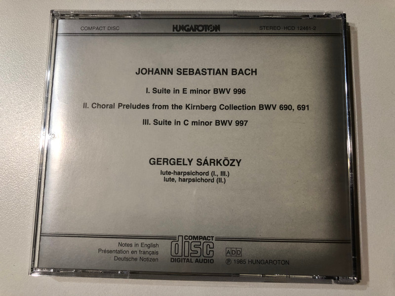 Johann Sebastian Bach: Suites for Lute-Harpsichord — Gergely Sárközy | Suites pour luth-célesta — Gergely Sárközy CD (HCD 12461-2)
