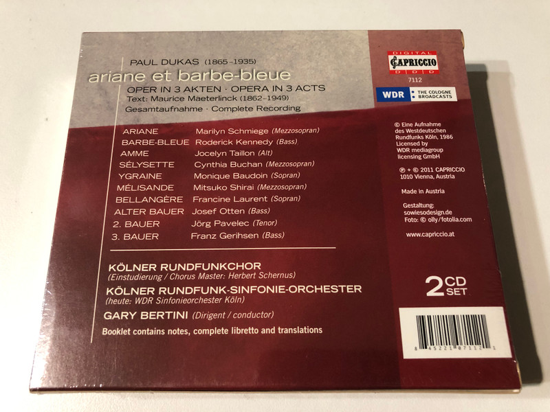 Paul Dukas: Ariane et Barbe‑Bleue (2 CD Complete Digital Recording) (845221071121)