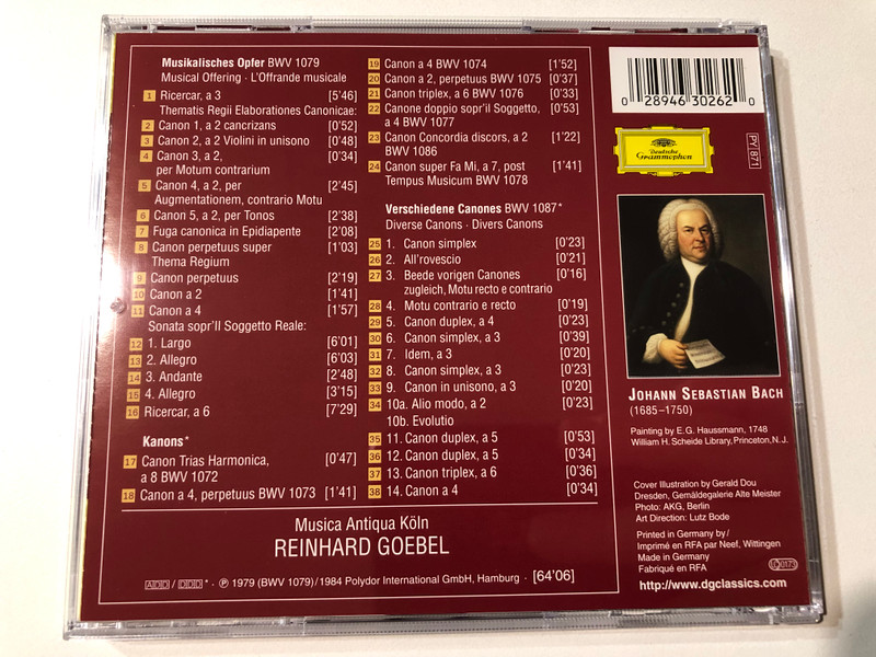 Johann Sebastian Bach: Musikalisches Opfer • Musical Offering • L’Offrande Musicale (Audio CD) (028946302620)