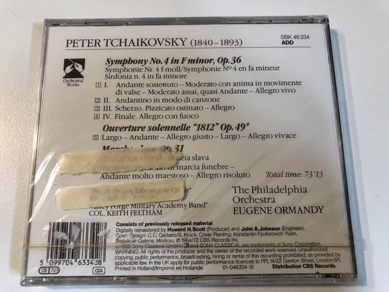 Tchaikovsky: Symphony No. 4 • “1812” Overture • Marche Slave (Audio CD) (5099704633428)