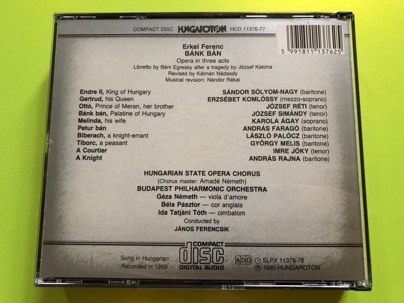 Erkel - Bánk Bán / Opera in 3 Acts / 2x Audio CD 1990 / József Simándy FIRST 1990 CD EDITION by Gloria Hungaroton (5991811137625.)