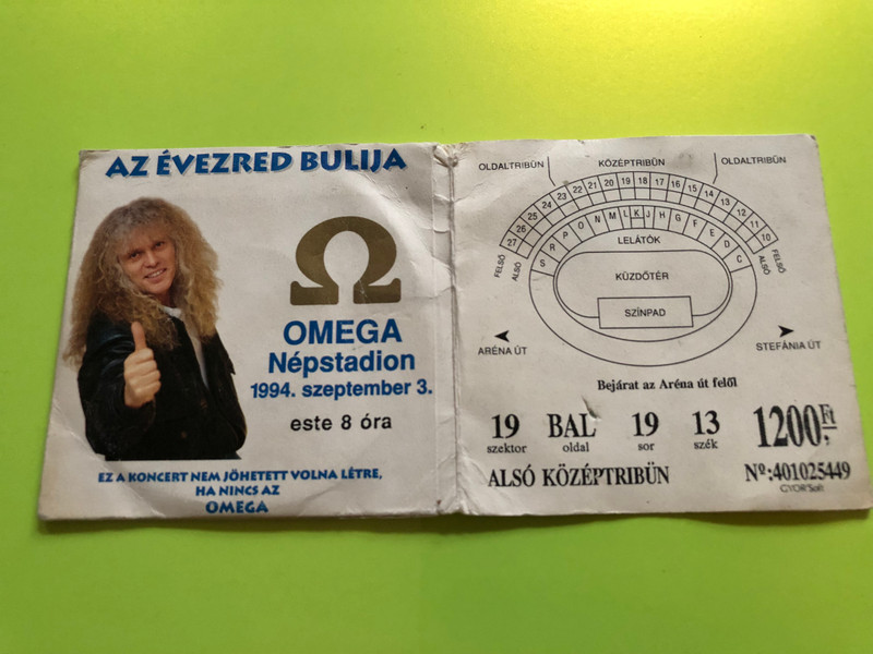 1994 Omega koncert jegy + mini disc cd / "AZ ÉVEZRED BULIJA" (The Party of the Millennium)