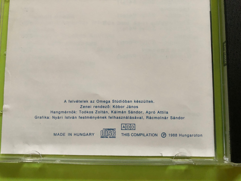 Omega – Platina 1977 - 1987 / FAVORIT HCD 37201 / a compilation album by the Hungarian rock band Omega / Audio CD 1988