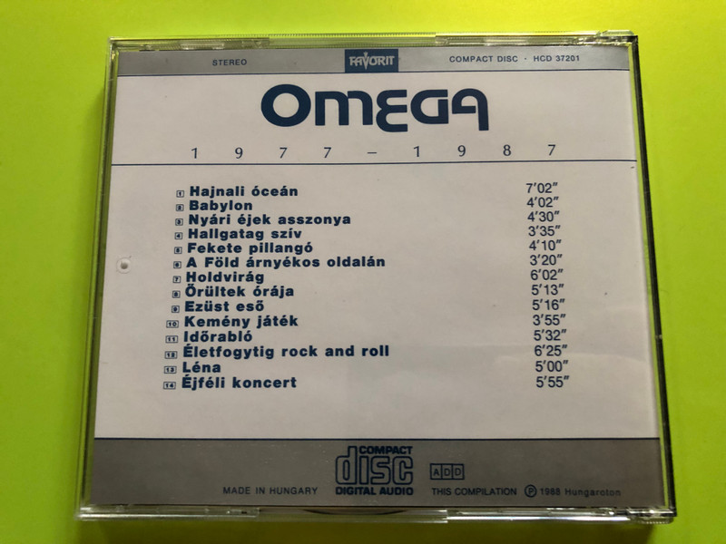 Omega – Platina 1977 - 1987 /  FAVORIT HCD 37201 / a compilation album by the Hungarian rock band Omega / Audio CD 1988