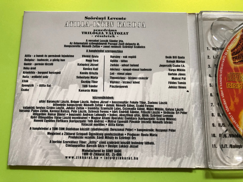 Atilla - Isten kardja by Szörényi Levente / Audio CD 1993 / Directed by Koltay Gábor / Poems by Lezsák Sándor / Music: Szörényi Levente / Zenedrama TRILOGIA VALTOZAT - Reszletek