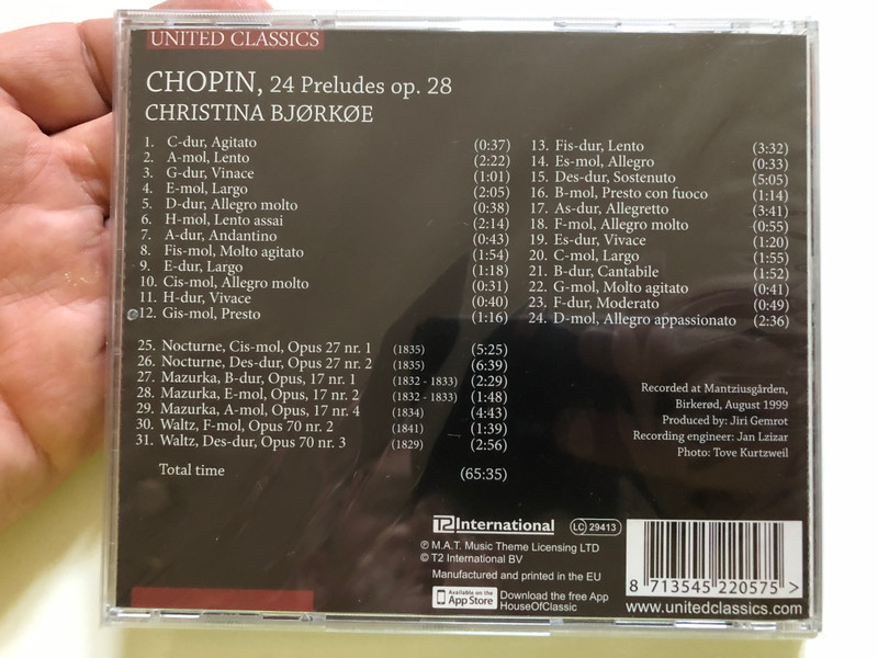 Chopin – 24 Preludes Op. 28, Waltzes, Mazurkas, Nocturnes | Christina Bjørkøe, Piano | United Classics (8713545220575)