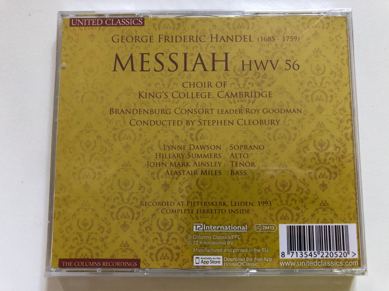Handel – Messiah HWV 56 | Choir of King’s College, Cambridge | Brandenburg Consort | Stephen Cleobury (8713545220520)
