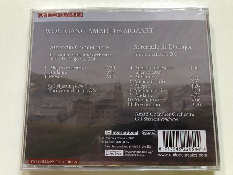 Wolfgang Amadeus Mozart – Sinfonia Concertante & Serenade in D Major (UNITED CLASSICS) - CD (8713545220544)