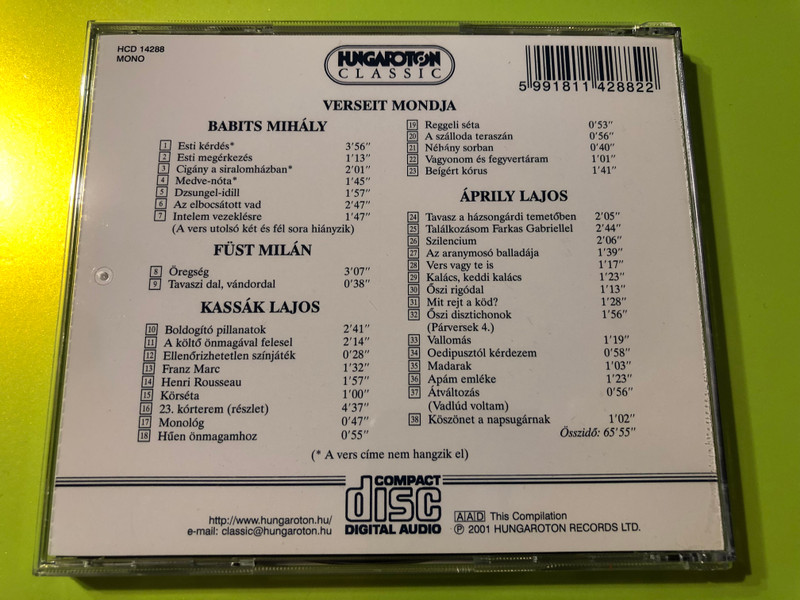 Verseit Mondja – Hungarian Poetry CD (HCD 14288)
