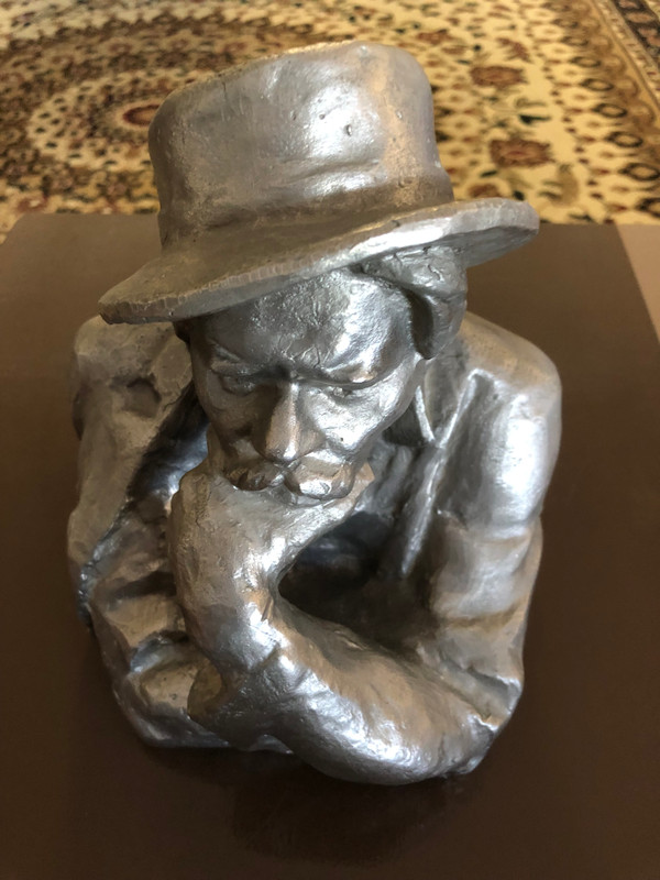 Maxim Gorky Bust — Vintage Soviet Silumin Sculpture (mid-1970s) (MaximGorkyBust)