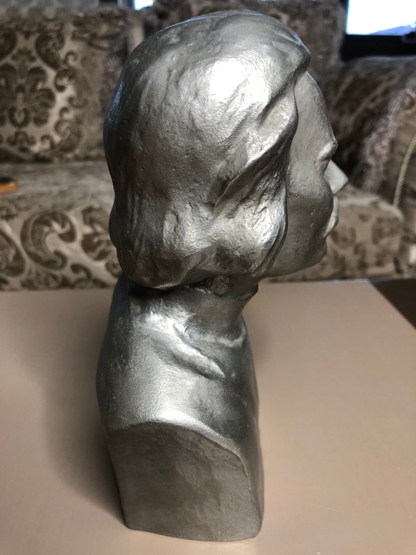 Maxim Gorky Bust — Soviet Metal Sculpture (19.5 cm)