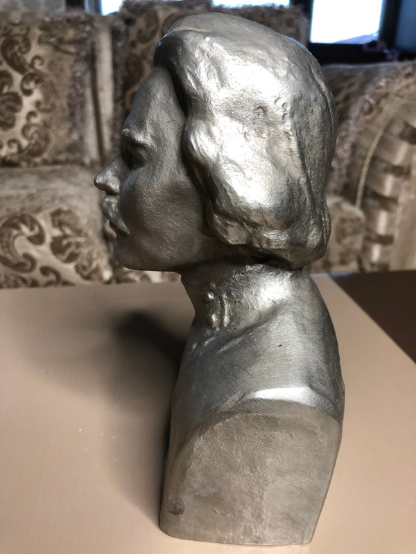 Maxim Gorky Bust — Soviet Metal Sculpture (19.5 cm)