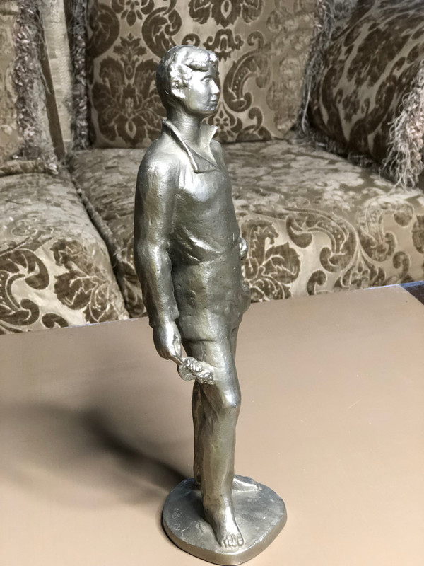 Statue of Sergei Yesenin — Soviet Metal Figurine (27.5 cm, pre-1960) (StatueSergeiYesenin)