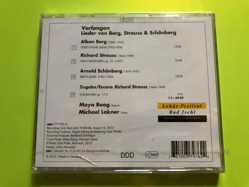Verlangen – Lieder von Berg, Strauss & Schönberg (CD) (761203797622)