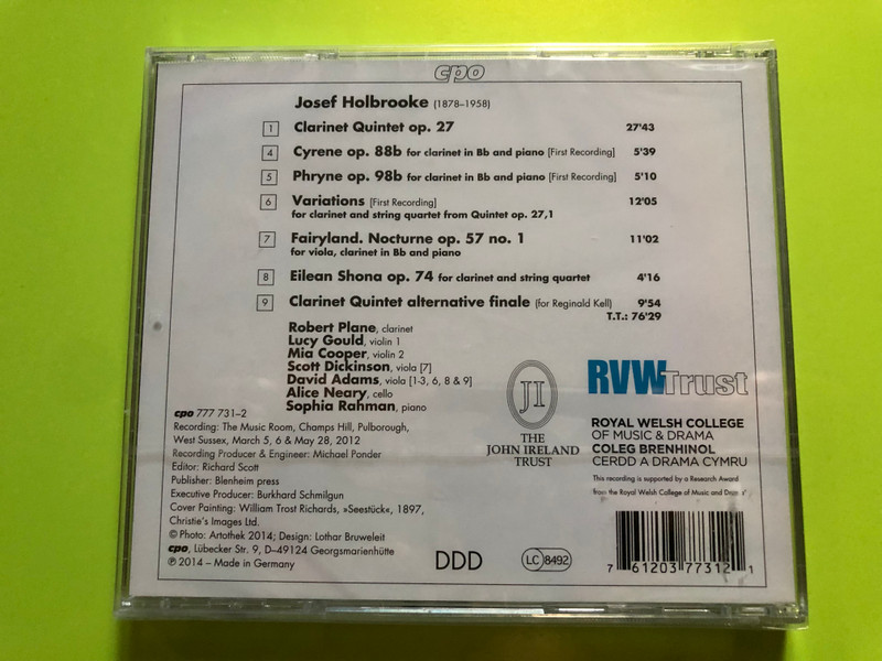 Josef Holbrooke – Chamber Music with Clarinet (CD) (761203773121)