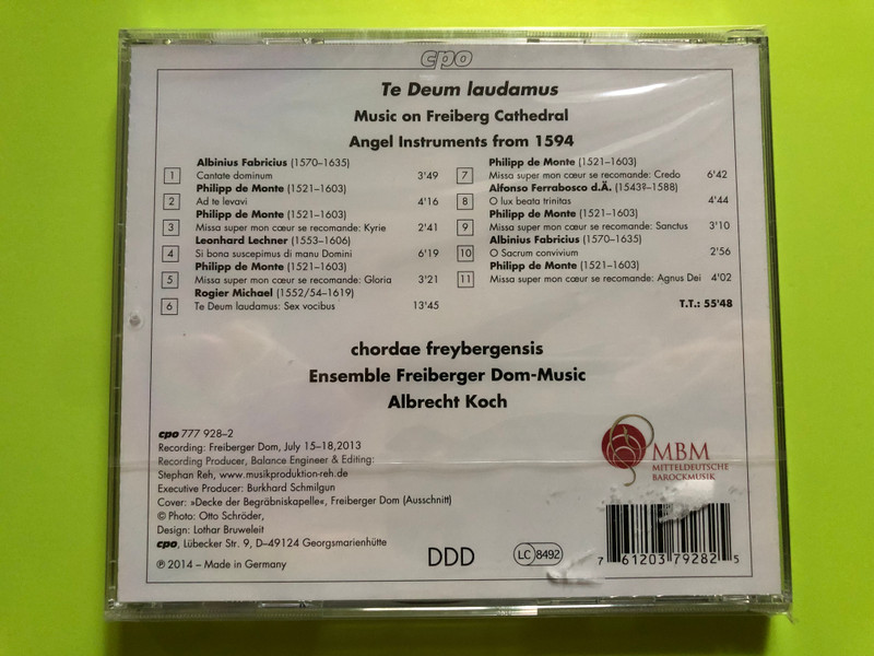 Te Deum Laudamus – Music on the Freiberg Cathedral Angel Instruments (1594) CD (761203792825)