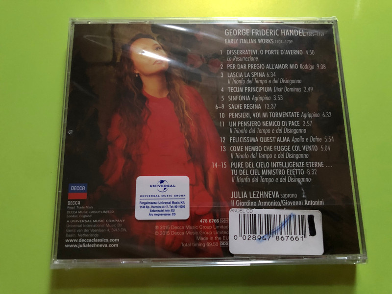 Handel: Early Italian Works 1685–1709 – Julia Lezhneva & Il Giardino Armonico CD (028947867661)