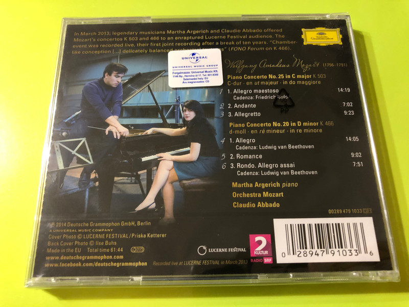 Mozart – Piano Concertos K.503 & K.466 | Martha Argerich, Claudio Abbado, Orchestra Mozart CD (028947910336)