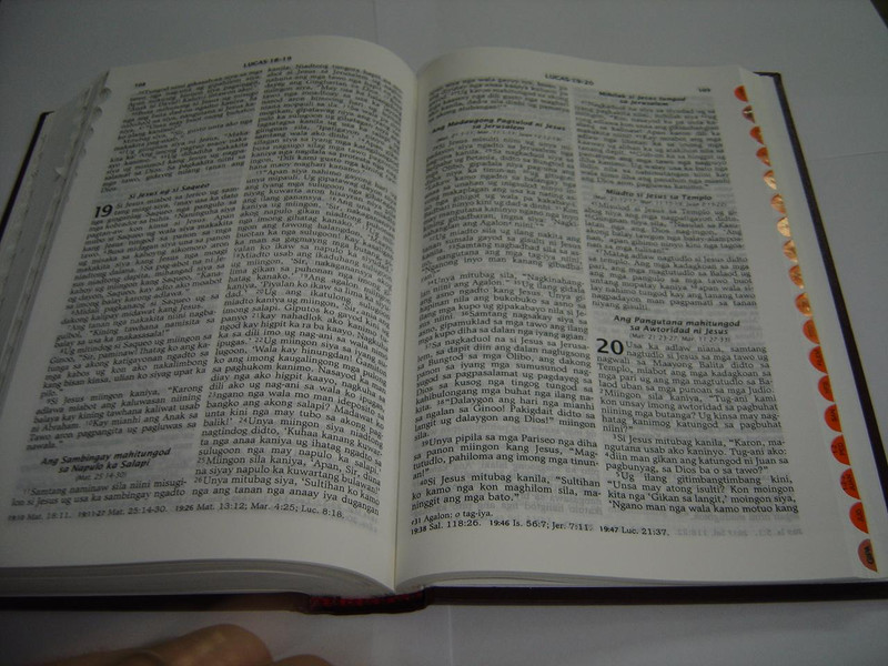 Cebuano Maayong Balita Biblia (MBB) Bible, Pew Size Burgundy Hardcover with Thumb Index