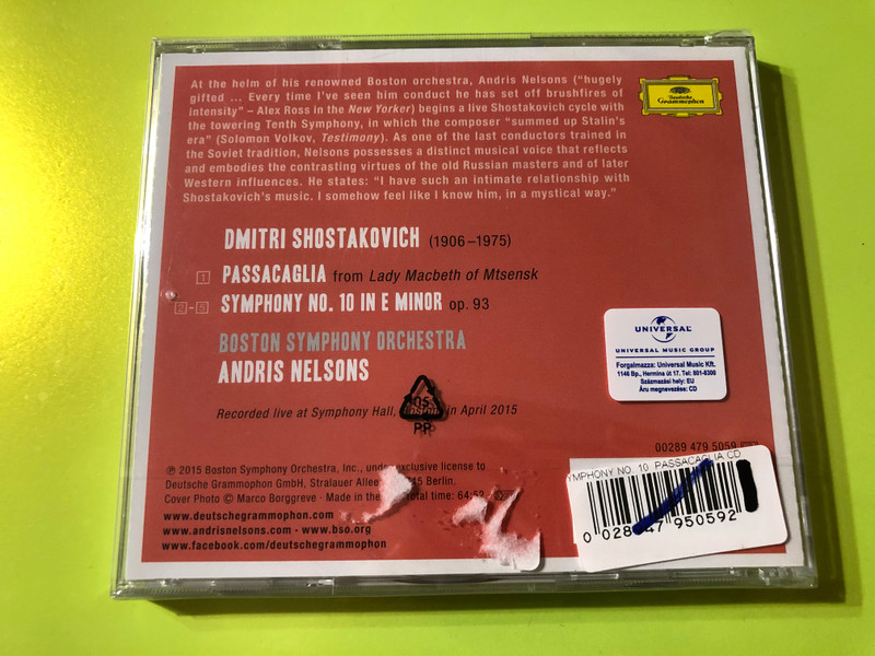 Shostakovich – Symphony No. 10 | Passacaglia (Under Stalin’s Shadow, Vol.1) CD (0028047950592)