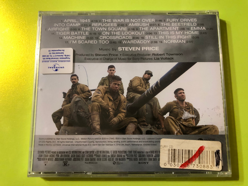 Fury – Original Motion Picture Soundtrack (Steven Price, CD, Varèse Sarabande) (0030296730883)