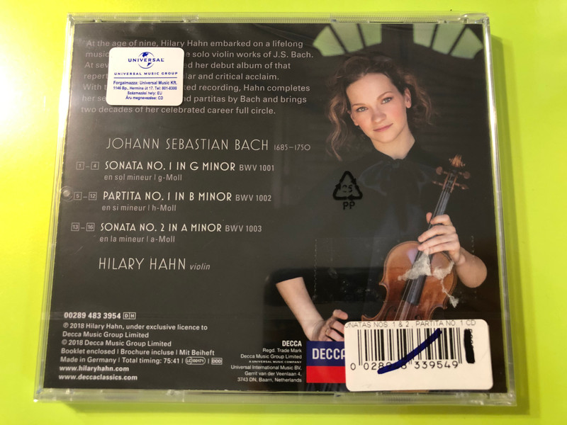 Hilary Hahn – Plays Bach: Sonatas Nos. 1 & 2, Partita No. 1 CD (028948339549)