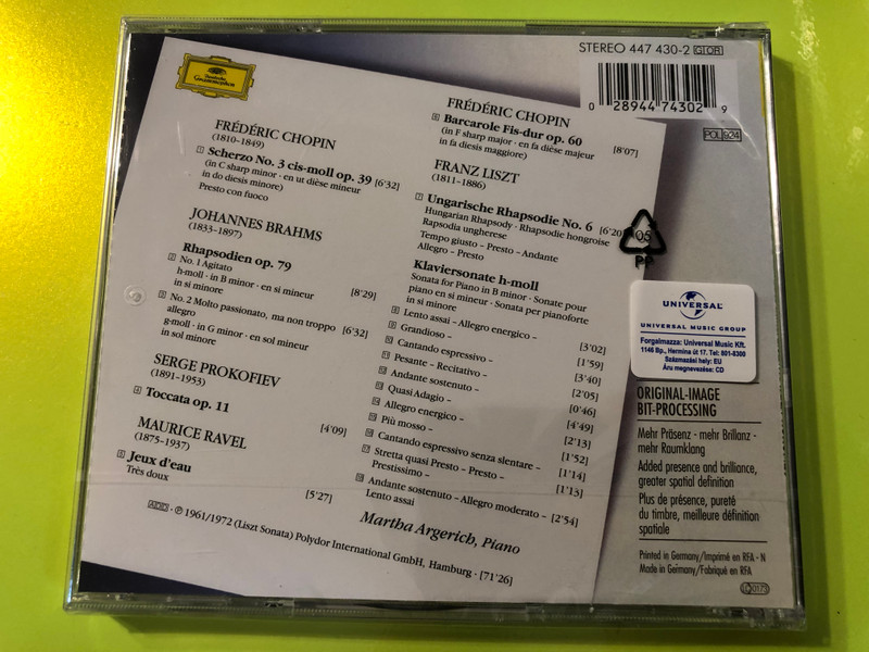 Martha Argerich – Début Recital (The Originals Series, Legendary Recordings 30) CD (028944743029)