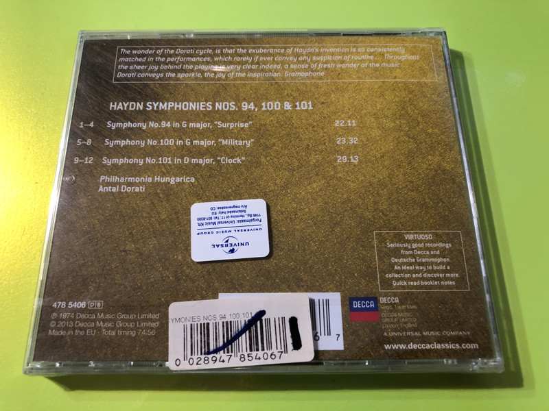 Haydn – Symphonies Nos. 94 “Surprise”, 100 “Military” & 101 “Clock” (Decca Virtuoso) CD (0028947854067)
