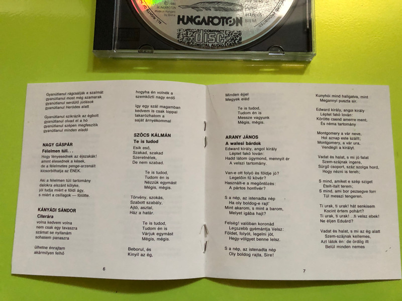 Koncz Zsuzsa – Verslemez III. (Hungaroton, 1990) CD (HCD 14165)
