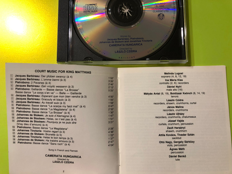 A Journey to Renaissance Hungary: Court Music for King Matthias Corvinus CD (HCD 11844-2)