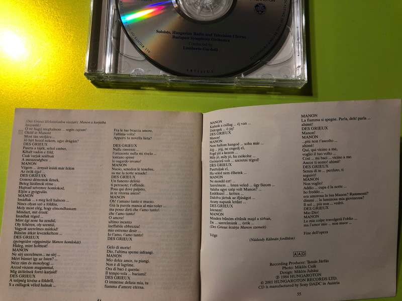 Puccini's Tragic Masterpiece: Manon Lescaut featuring Great Hungarian Voices CD (5991811264826)