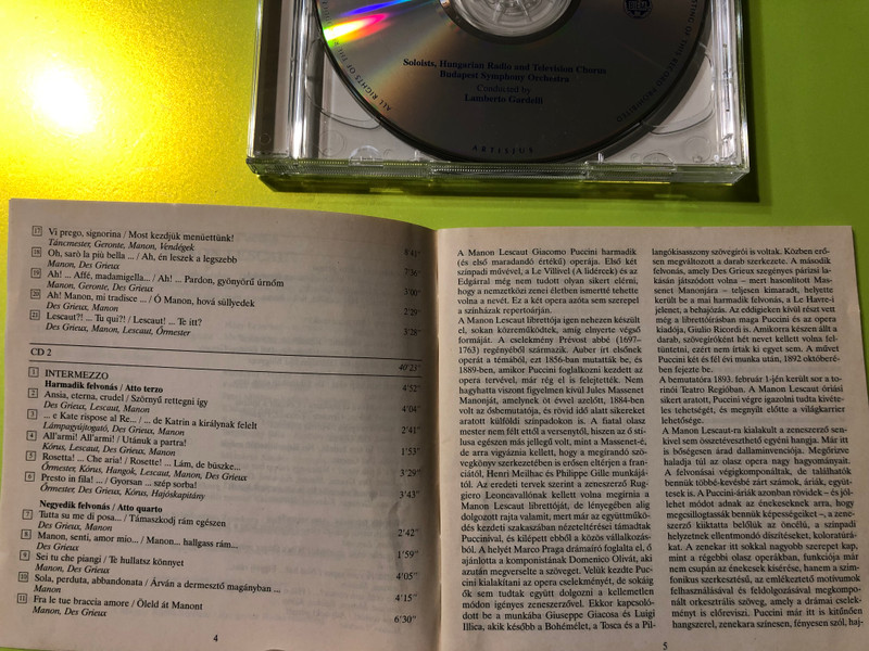 Puccini's Tragic Masterpiece: Manon Lescaut featuring Great Hungarian Voices CD (5991811264826)