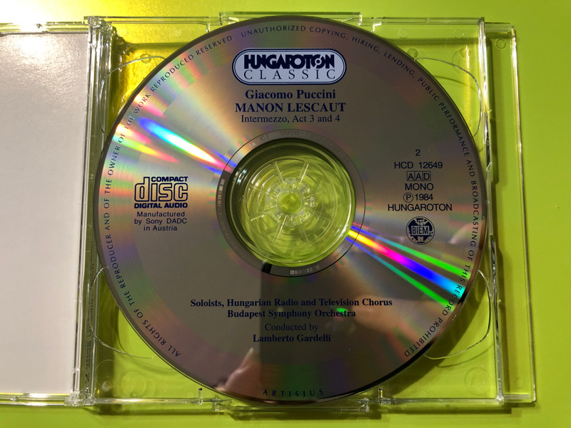 Puccini's Tragic Masterpiece: Manon Lescaut featuring Great Hungarian Voices CD (5991811264826)