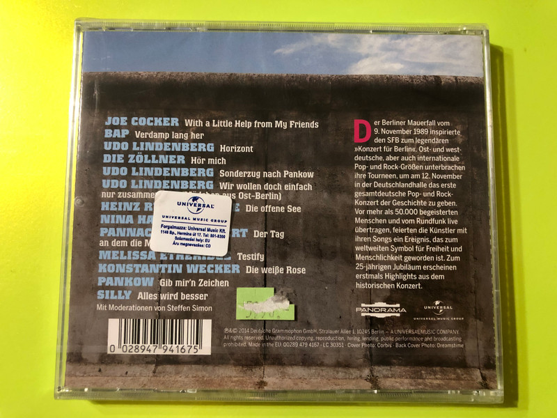 Mauerfall: Das Legendäre Konzert für Berlin '89 (Highlights from the Historic Concert) CD (0028947941675.)