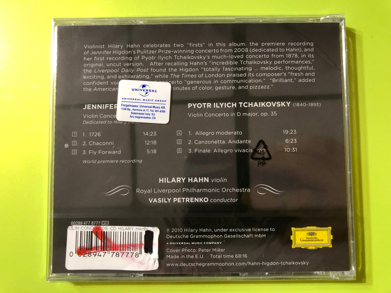 Hilary Hahn Performs Higdon and Tchaikovsky Violin Concertos: A Masterful Celebration of Old and New CD (0028947787778)